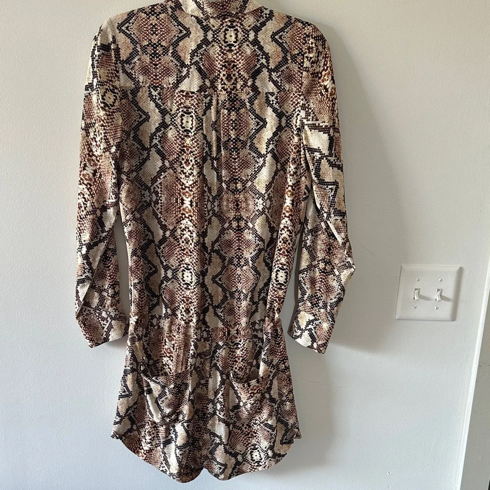 Melissa Odabash Brown and Cream Snakeskin Print Romper - Picture 3 of 5